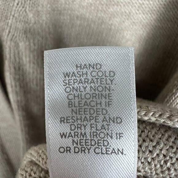 J Jill Purejill Sweater Womens Extra Large Tan Cardigan 3/4 Length Sleeve Preppy - Picture 9 of 13